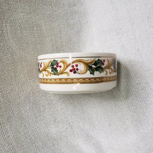 Candy Bowl Dish Round Powder Trinket Box Mikasa Holiday Orchard Vintage 1980s